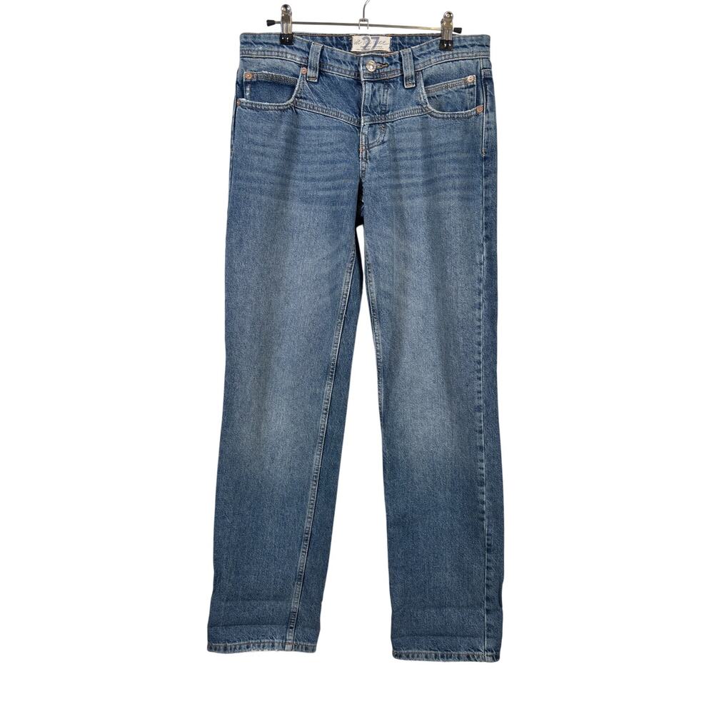 Free People Shelby Jeans Womens 27 Blue Boyfriend Low Rise Straight We The Free
